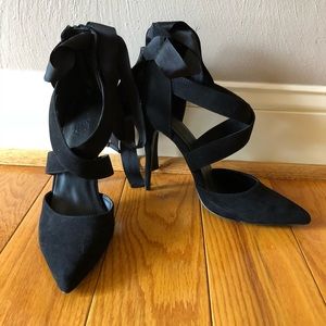Black suede heels